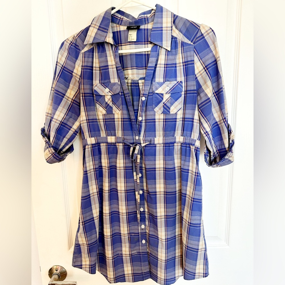 H&M Blue & Cream flannel dress
